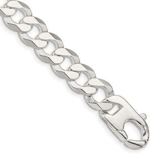 9" Sterling Silver 14mm Flat Curb Chain Bracelet