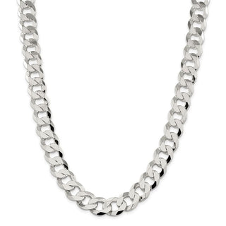 26" Sterling Silver 14mm Flat Curb Chain Necklace