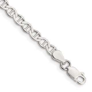8" Sterling Silver 4mm Flat Anchor Chain Bracelet