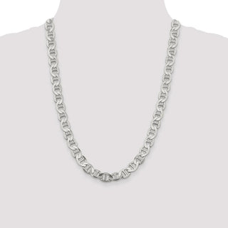 24" Sterling Silver 9.95mm Flat Anchor Chain Necklace