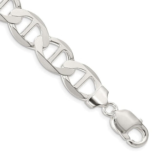 9" Sterling Silver 12.3mm Flat Anchor Chain Bracelet