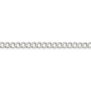 7" Sterling Silver 4.5mm Semi-solid Flat Curb Chain Bracelet
