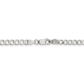 7" Sterling Silver 4.5mm Semi-solid Flat Curb Chain Bracelet