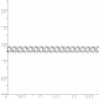7" Sterling Silver 4.5mm Semi-solid Flat Curb Chain Bracelet