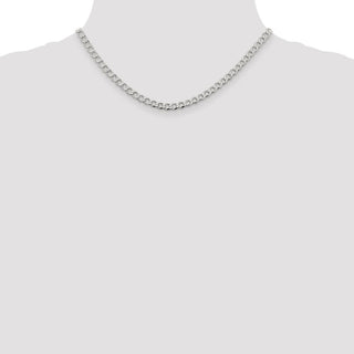 16" Sterling Silver 4.5mm Semi-solid Flat Curb Chain Necklace