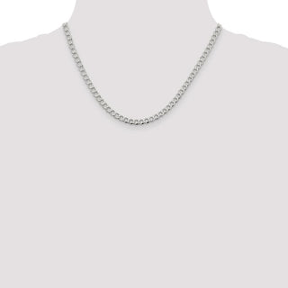 18" Sterling Silver 4.5mm Semi-solid Flat Curb Chain Necklace