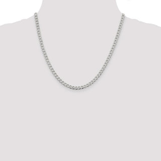 20" Sterling Silver 4.5mm Semi-solid Flat Curb Chain Necklace