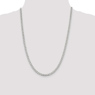 24" Sterling Silver 4.5mm Semi-solid Flat Curb Chain Necklace
