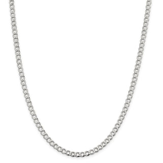 24" Sterling Silver 4.5mm Semi-solid Flat Curb Chain Necklace