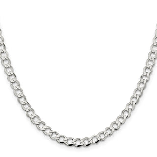 18" Sterling Silver 5.3mm Semi-solid Flat Curb Chain Necklace