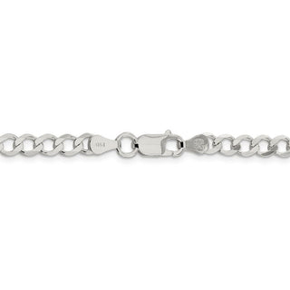 8" Sterling Silver 5.3mm Semi-solid Flat Curb Chain Bracelet