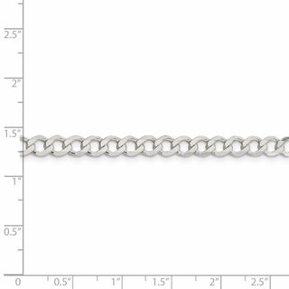8" Sterling Silver 5.3mm Semi-solid Flat Curb Chain Bracelet