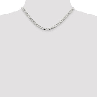 16" Sterling Silver 5.3mm Semi-solid Flat Curb Chain Necklace