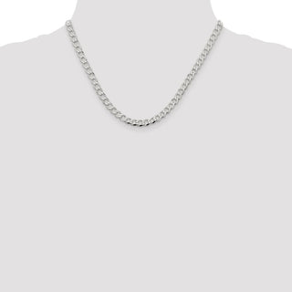 18" Sterling Silver 5.3mm Semi-solid Flat Curb Chain Necklace