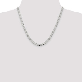20" Sterling Silver 5.3mm Semi-solid Flat Curb Chain Necklace
