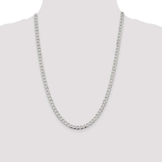 24" Sterling Silver 5.3mm Semi-solid Flat Curb Chain Necklace