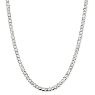 24" Sterling Silver 5.3mm Semi-solid Flat Curb Chain Necklace