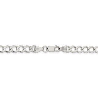 8" Sterling Silver 6.4mm Semi-solid Flat Curb Chain Bracelet