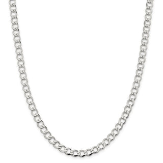 18" Sterling Silver 6.4mm Semi-solid Flat Curb Chain Necklace