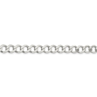 8" Sterling Silver 8.1mm Semi-solid Flat Curb Chain Bracelet
