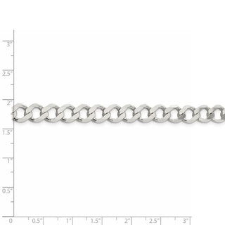 8" Sterling Silver 8.1mm Semi-solid Flat Curb Chain Bracelet