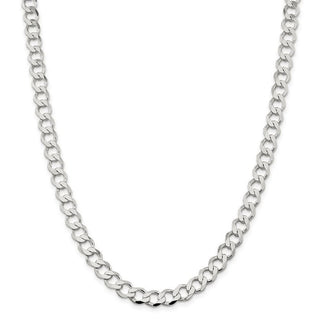 24" Sterling Silver 8.1mm Semi-solid Flat Curb Chain Necklace