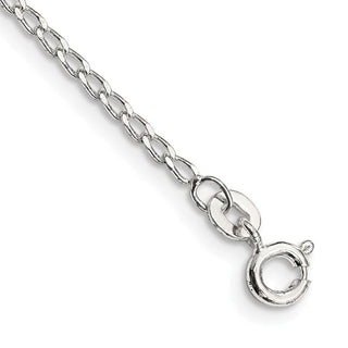 10" Sterling Silver 1.5mm Open Elongated Link Chain Anklet