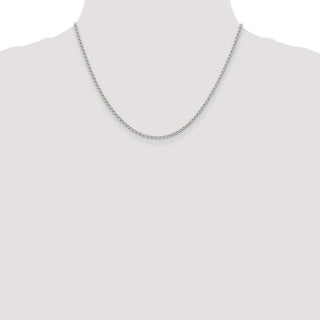 18" Sterling Silver 2mm Open Elongated Link Chain Necklace