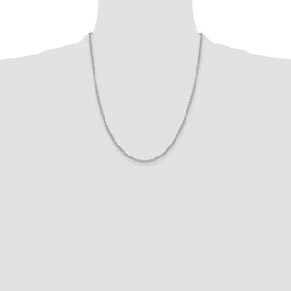 22" Sterling Silver 2mm Open Elongated Link Chain Necklace