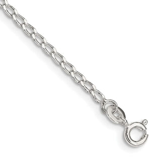 10" Sterling Silver 2mm Open Elongated Link Chain Anklet