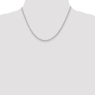 18" Sterling Silver 2.8mm Open Elongated Link Chain Necklace