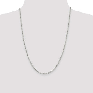 24" Sterling Silver 2.8mm Open Elongated Link Chain Necklace