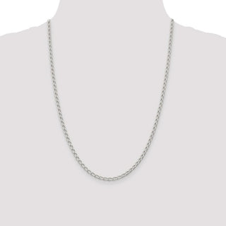 24" Sterling Silver 3.2mm Open Elongated Link Chain Necklace