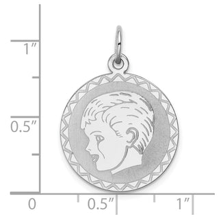 Sterling Silver Rhodium-plated Boy Disc Charm QM311/18