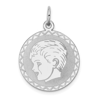 Sterling Silver Rhodium-plated Boy Disc Charm QM311/18