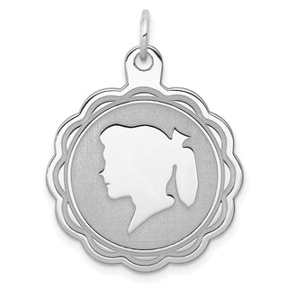 Sterling Silver Rhodium-plated Girl Disc Charm QM320/18