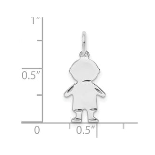 Sterling Silver Diamond-Cut Boy Polished Front/Satin Back Disc Charm