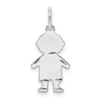 Sterling Silver Diamond-Cut Boy Polished Front/Satin Back Disc Charm