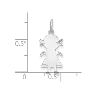 Sterling Silver Diamond-Cut Girl Polished Front/Satin Back Disc Charm