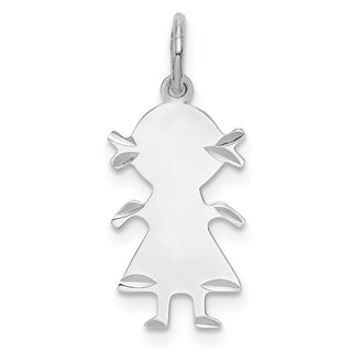 Sterling Silver Diamond-Cut Girl Polished Front/Satin Back Disc Charm