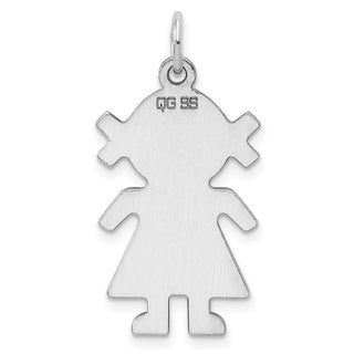 Sterling Rhod-plated Girl Polished Front/Satin Back Disc Charm QM334/18