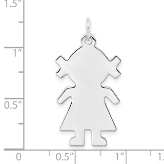 Sterling Rhod-plated Girl Polished Front/Satin Back Disc Charm QM334/18
