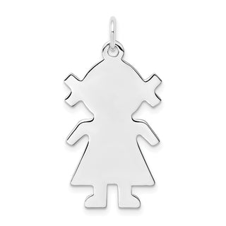 Sterling Rhod-plated Girl Polished Front/Satin Back Disc Charm QM334/18