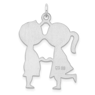 Sterling Silver Rhodium-plated Boy/Girl Disc Charm
