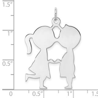 Sterling Silver Rhodium-plated Boy/Girl Disc Charm