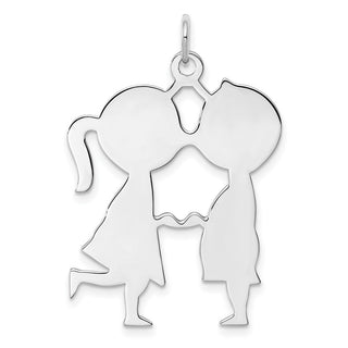 Sterling Silver Rhodium-plated Boy/Girl Disc Charm