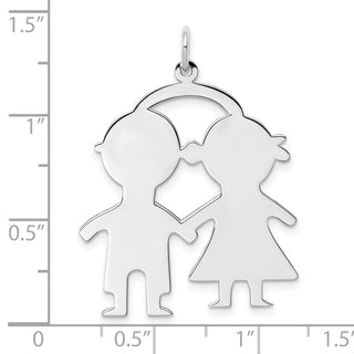 Sterling Silver Rhodium-plated Boy/Girl Satin Back Disc Charm QM339/18