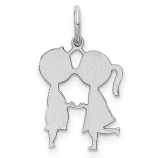 Sterling Silver Rhodium-plated Boy/Girl Satin Back Disc Charm QM343/18