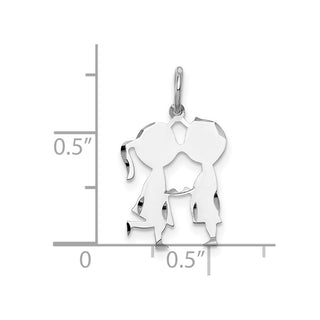 Sterling Silver Rhodium-plated Boy/Girl Satin Back Disc Charm QM343/18