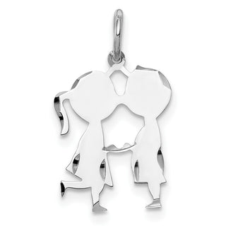 Sterling Silver Rhodium-plated Boy/Girl Satin Back Disc Charm QM343/18